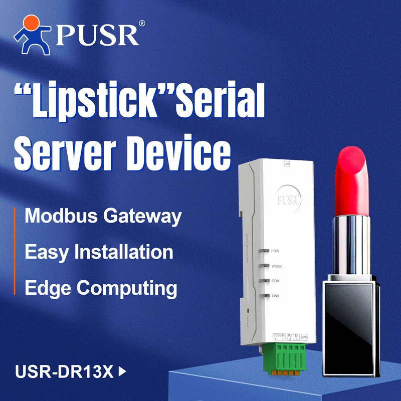 PUSR"Lipstick‘’Size Din Rail Serial RS485 RS232 to Ethernet server Modbus RTU to TCP Gateway Edge Computing MQTT USR-DR132/134