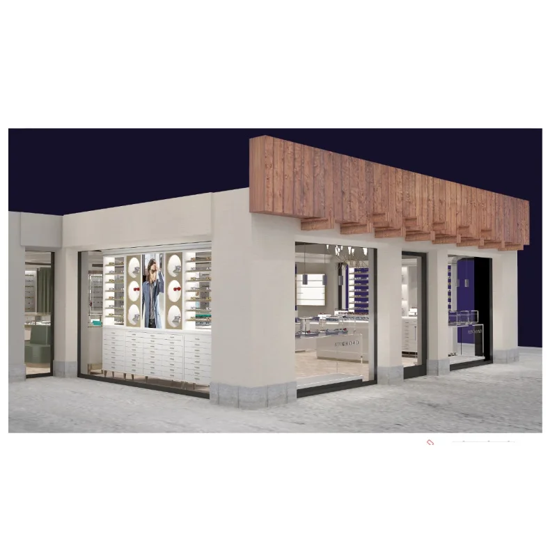 custom.Trendy Custom Retail Eyewear Display Furniture Wooden Optical Shop Interior Design Decoration Showcases Services