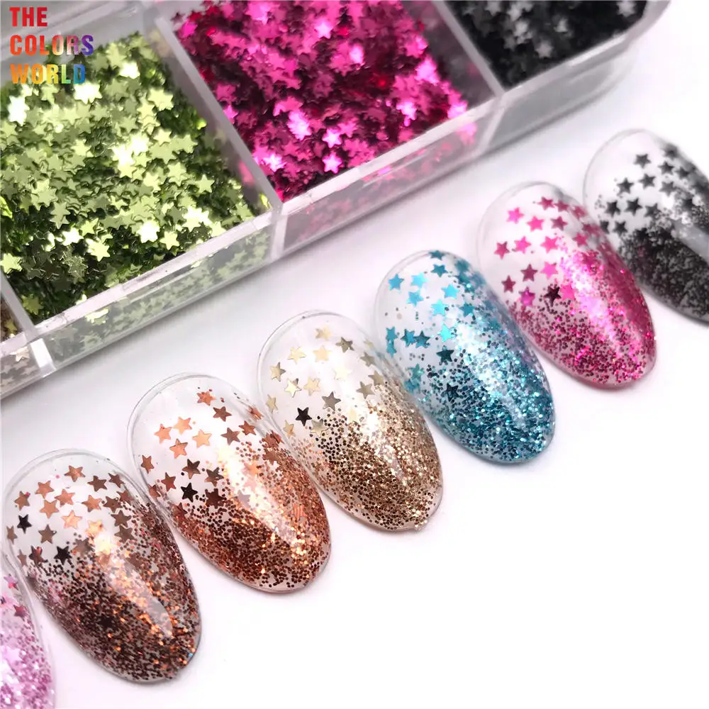 TCT-886 Star Shape Glitter Paillettes di dimensioni più piccole da 1MM per Nail Desgin Summer Polish Charms decorazioni per Nail Art fette di