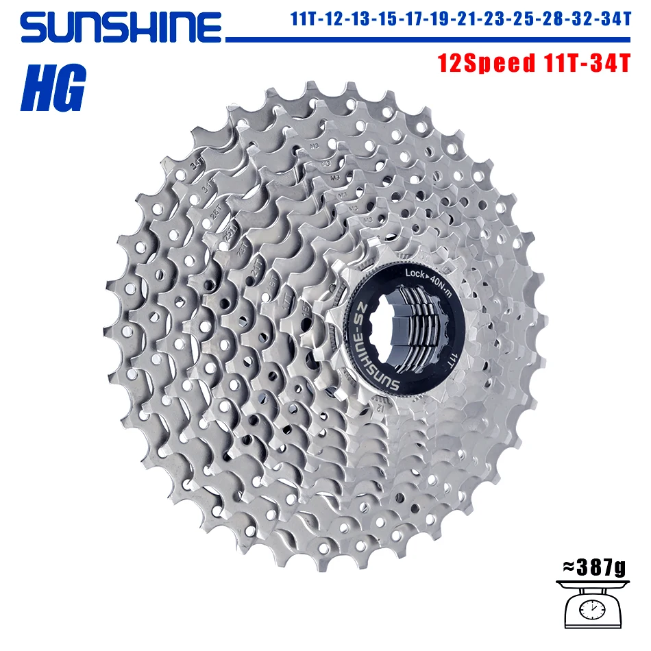 SUNSHINE Racefiets Cassette 8/9/10/11/12 Speed 23/25/28/32/34/36T k7 Cassette 8V 9V 10V 11V 12V voor SHIMANO HG