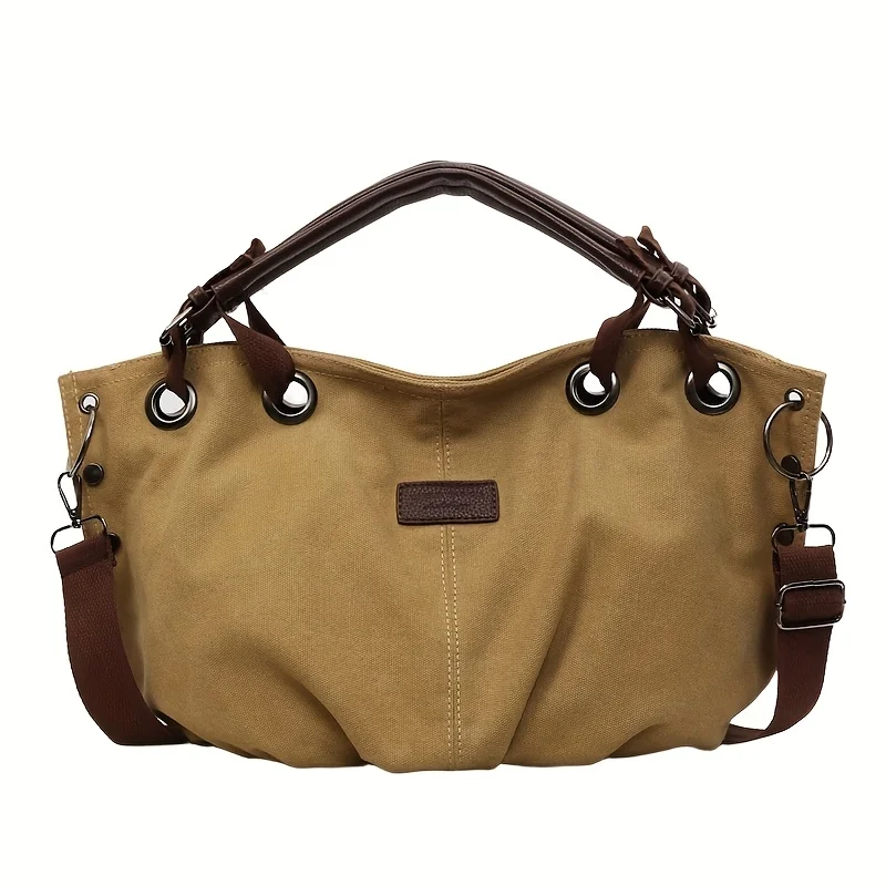 Vintage-Stil Große Kapazität Damen-Tragetasche, mit Handgriff und Verstellbarem Schultergurt - Einzel-Schulter-/Umhängetasche, Reißverschluss, Modische und Praktische Multifunktionstasche