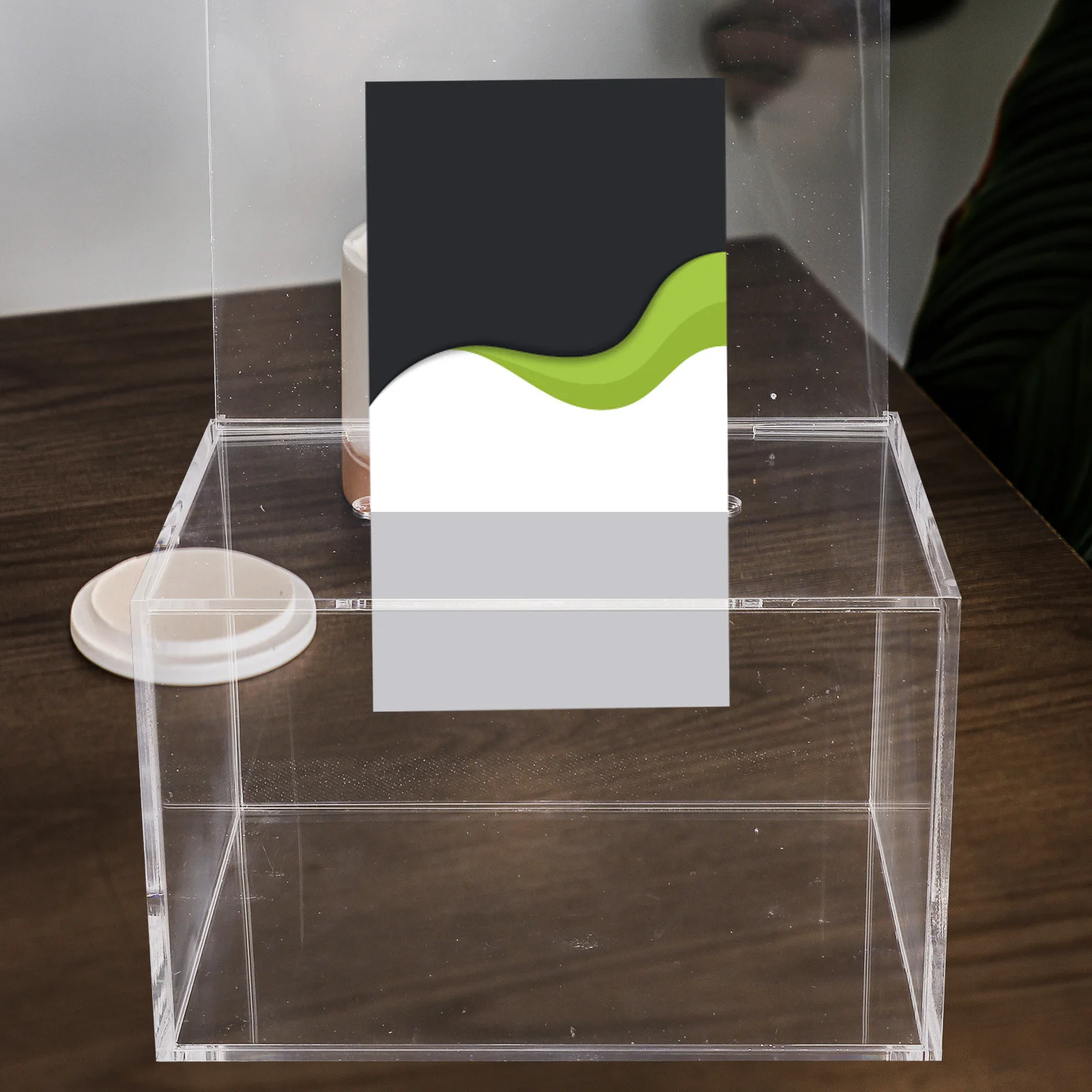 مجموعة واحدة من صندوق اقتراحات الأكريليك متعدد الوظائف مع قفل تبرع آمن مجموعة بريد التصويت رسالة عامة شفافة #1