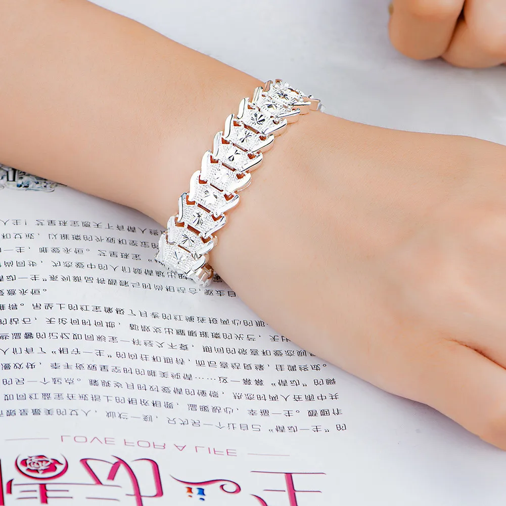 

925 Sterling Silver Gift Charm 8 Inches Fine Bracelet For Women Fashion Wedding Party Jewelry Wholesale
