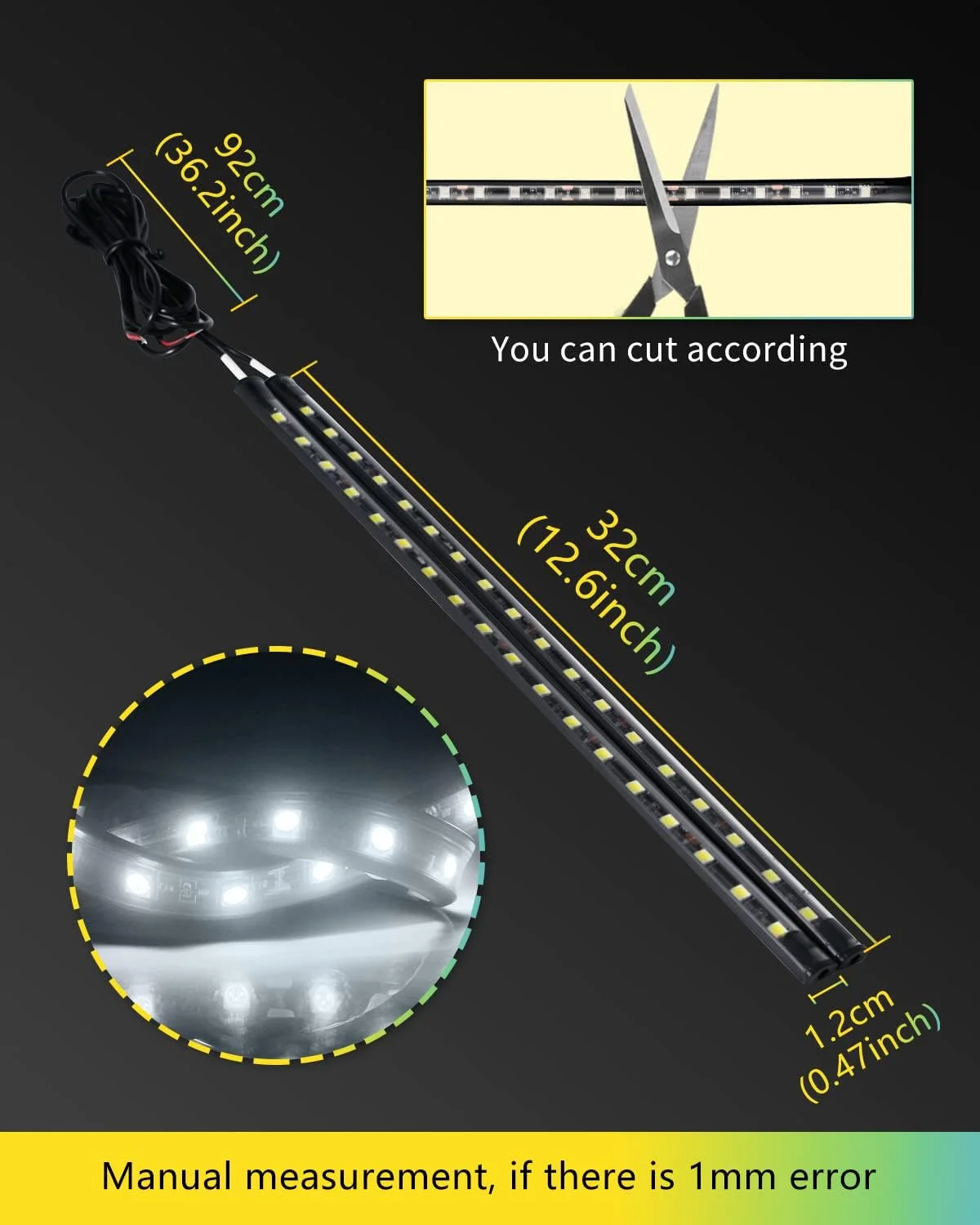 4pcs 12V Underglow Led Lights Strip Waterproof Led Brake Light Strip and Marine Boat Night Fishing Navigation & Motorcycle