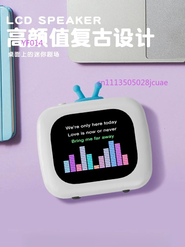 Mini TV Shaped Touch Screen Speaker Stereo Sound Desktop Ornament Practical Luxury Gift for Couples Valentine's Day