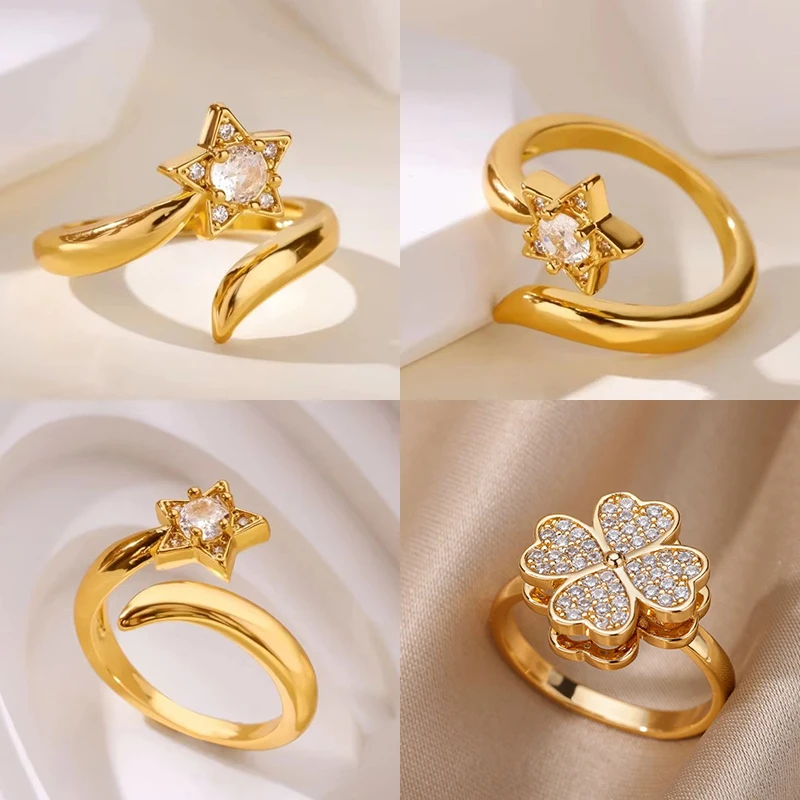 Edelstahl Bold Multi-Layer Linien Ringe für Frauen Gold Farbe geometrische Punk Ring Hochzeit Weihnachten langlebig Schmuck Geschenk