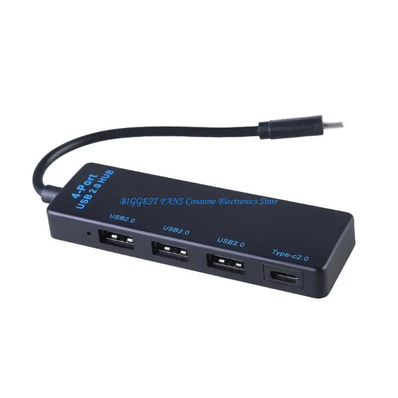 

USB C Hubs Adapter USB2.0 Type C 4 Port for Connectivitys On Laptops and Tablet