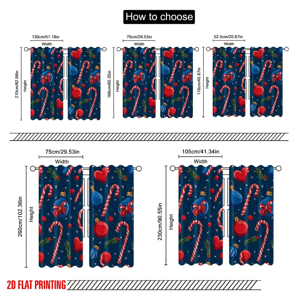 2 قطعة، ستارة نافذة مطبوعة على شكل طائرة ثنائية الأبعاد an_illustration_of_christmasf921ea1cb62a ديكورات بوليستر متينة (بدون قضيب) #3