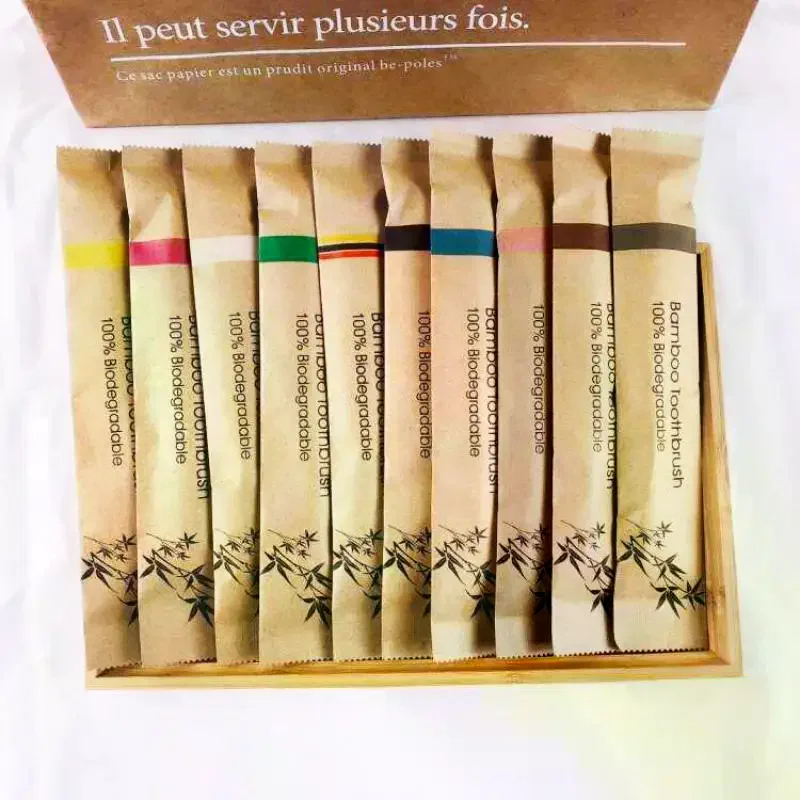 Disposable Natural Bamboo Toothbrush Soft Bristle Bamboo Toothbrushes Soft Dental Oral Care Random Color 5Pcs