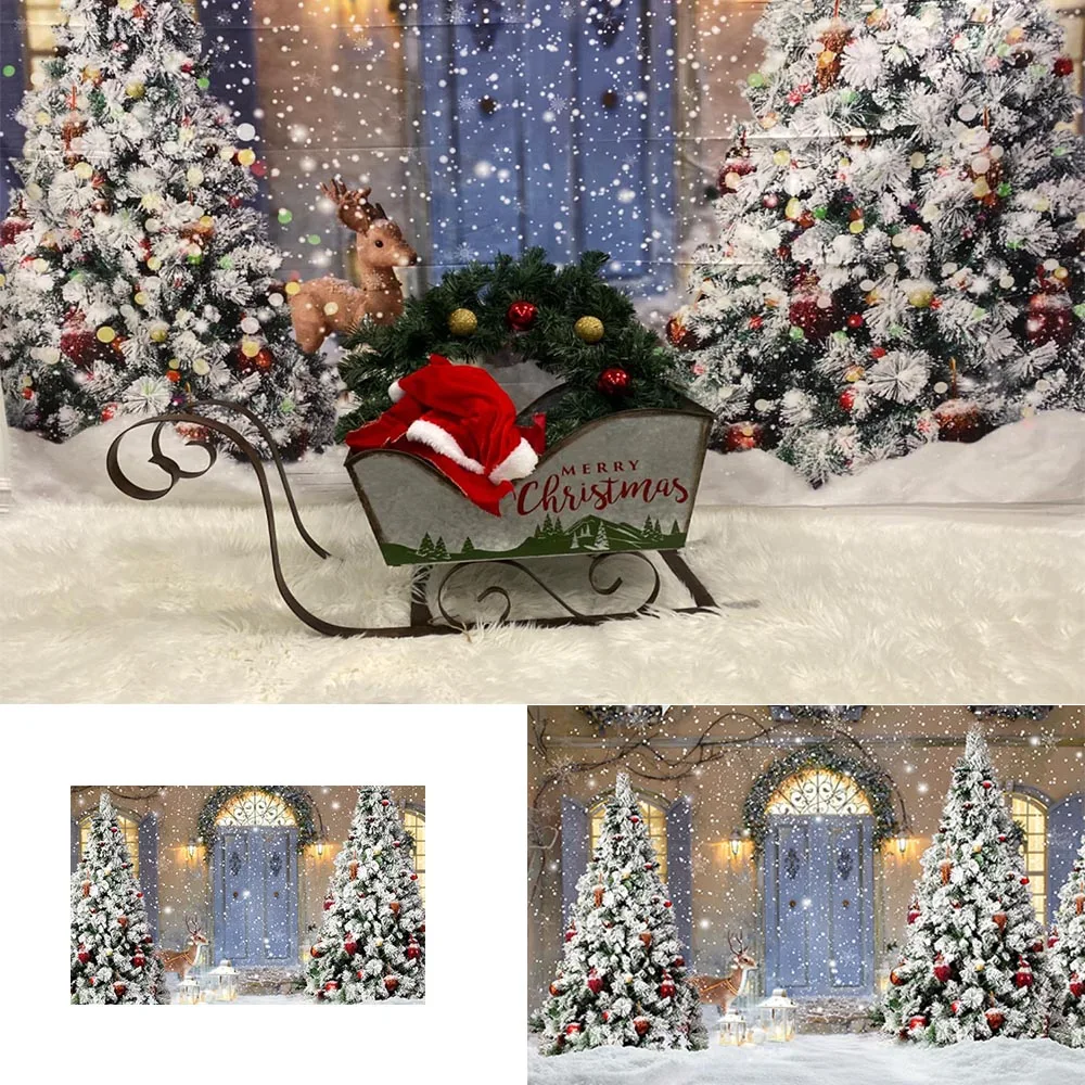 Christmas Snowflake Background For Photography Christmas Tree Backdrop For Photo Studio x-Mas Backgrounds Indoor Elk Party