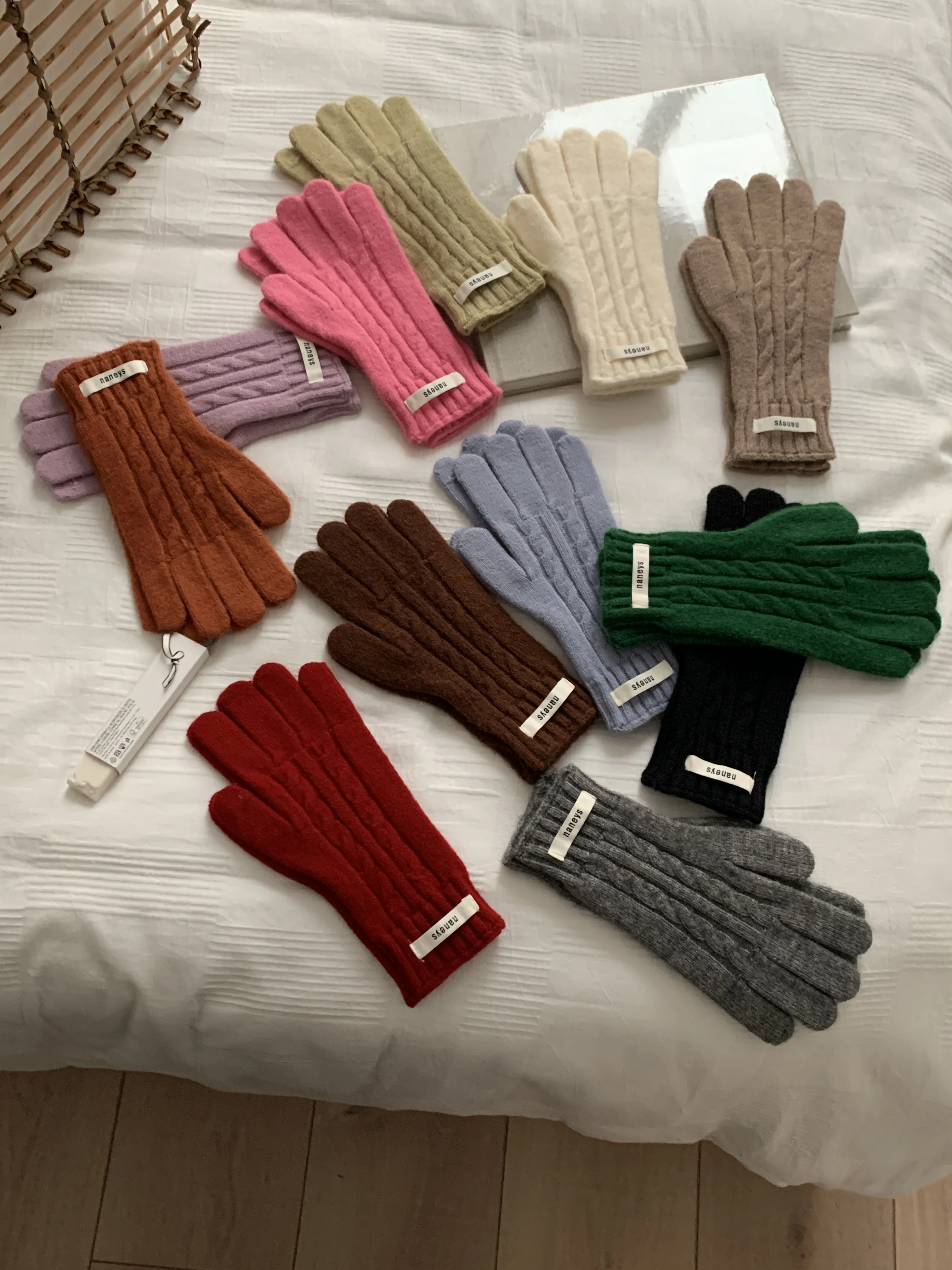 New Boutique Warm Touch Screen Five Finger Gloves Fashion Cold-Proof Cute Thickening Fleece-lined Solid Color Cycling