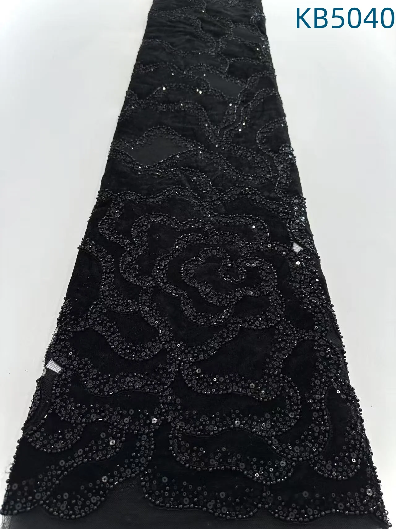 African Fabric Lace High Quality 2025 Oliver Green 3D Floral Lace Fabric With Beaded Sequins French Mesh Lace For Sewing KB5040