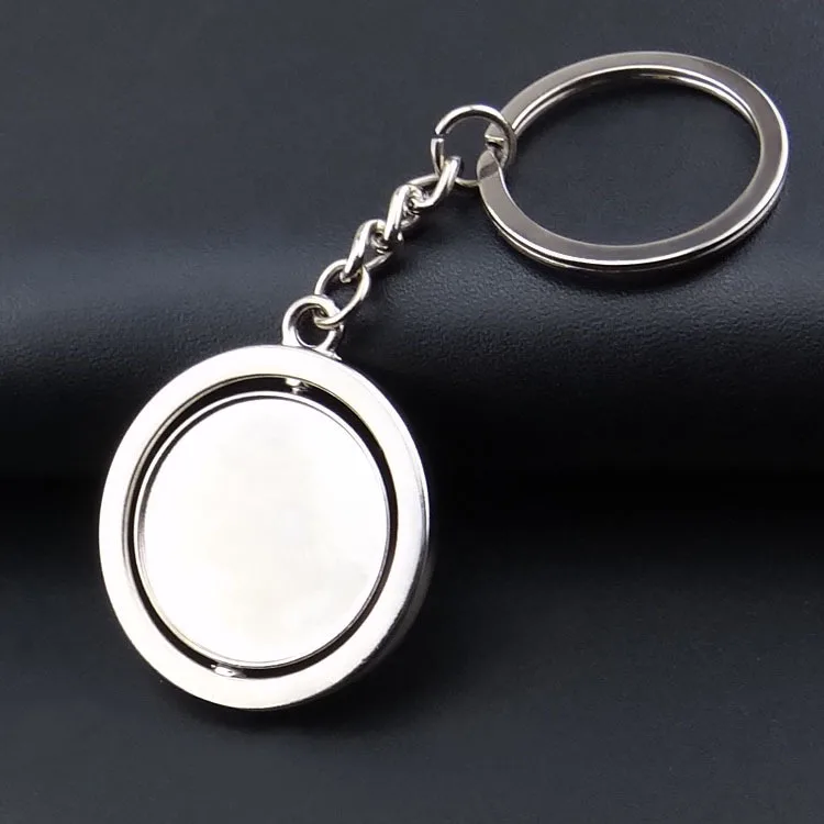 Imagem -02 - Rodada em Branco Metal Tag Keychain 360 Rotação Chaveiro do Carro 20 Pcs