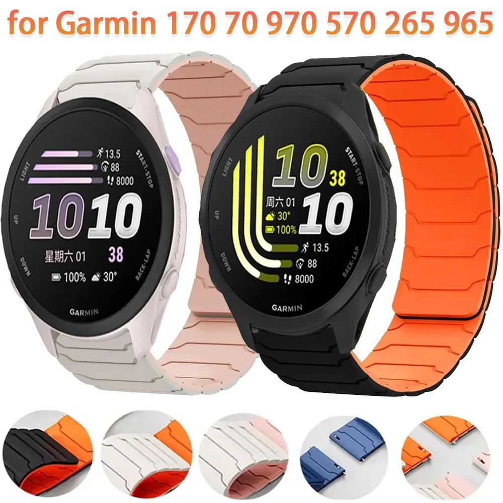 20mm 22mm Magnetic Silicone Strap for Garmin Forerunner 170 70 970 570 265 965 165 55 Active 6 5 Wristband Garmin Venu 3 4 45mm