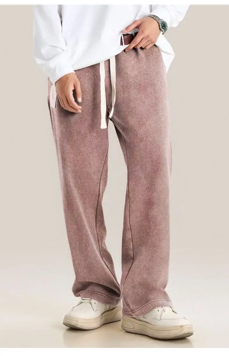 400G Retro Snow Pants Men Women Unisex - High Waist Loose Straight Leg Joggers Casual Athletic Sweatpants Trendy Streetwear