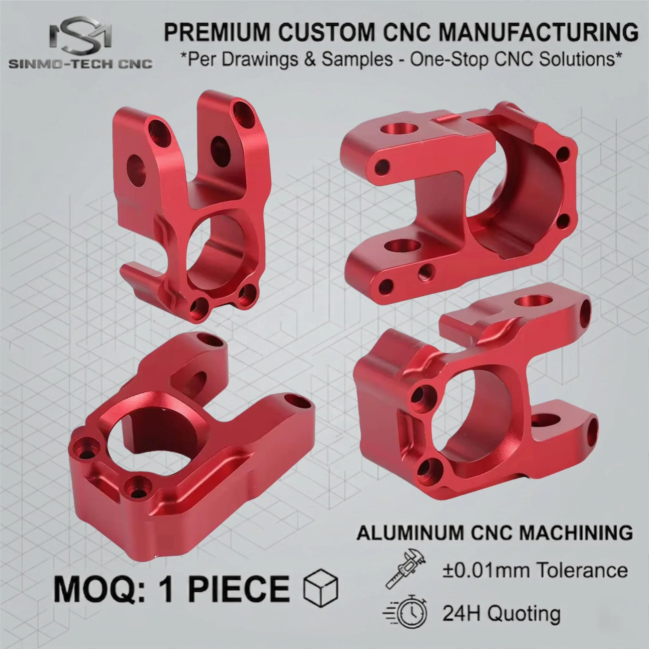 

Custom CNC Aluminum 6061 7075 Parts for UAV Drone RC Frame Sandblasted Colored Anodized Lightweight Component MOQ 1pc