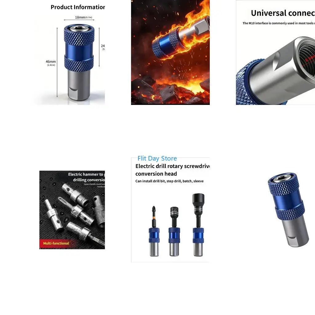 F92C Sturdy Steel Drill Bit Adapter With Auto Locking Mechanism Electric Drill Conversion Set For Efficient Tool Conversion