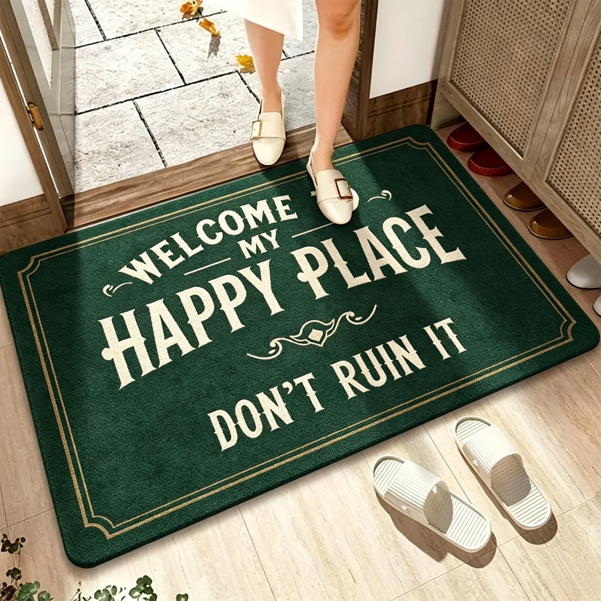 Vintage Letter Welcome Decorative Doormat Entryway Indoor Floor Mat Home Decor Multi Color Funny Quote Stylish House Entrance