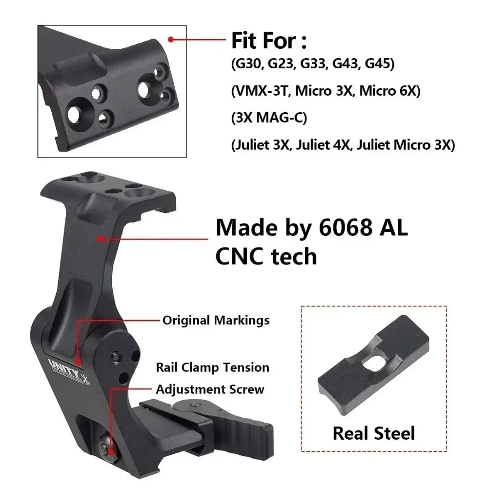 Taktische UN FTC Halterung Quick Base UN 3X Schnellverschluss-Halterung Vergrößerungshalterung Passend für G33 G43 G45 – Detail 2