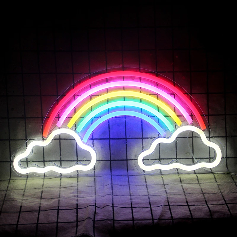 Kleurrijke Cartoon Rainbow Cloud Vormige Neon Muur Opknoping Art Room Decoratie Slaapkamer Party Winkel Kerst Verjaardag Club Geschenken