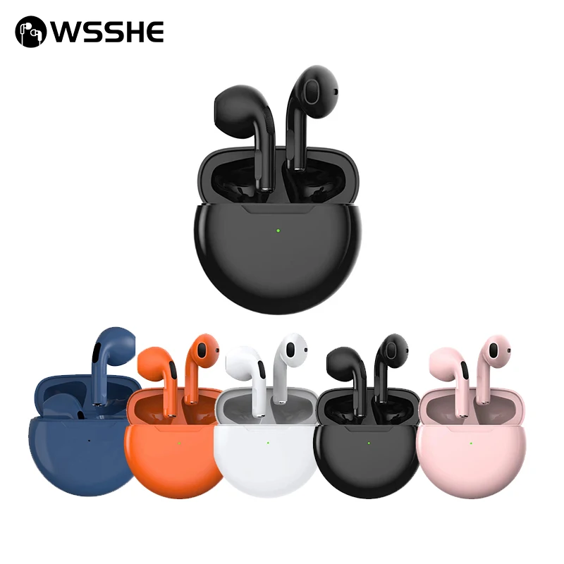 

Wireless Bluetooth Earphones New Stereo Binaural in-Ear Game Headset Color PRO6 Headphones with Mic Touch Control Phone Earbuds