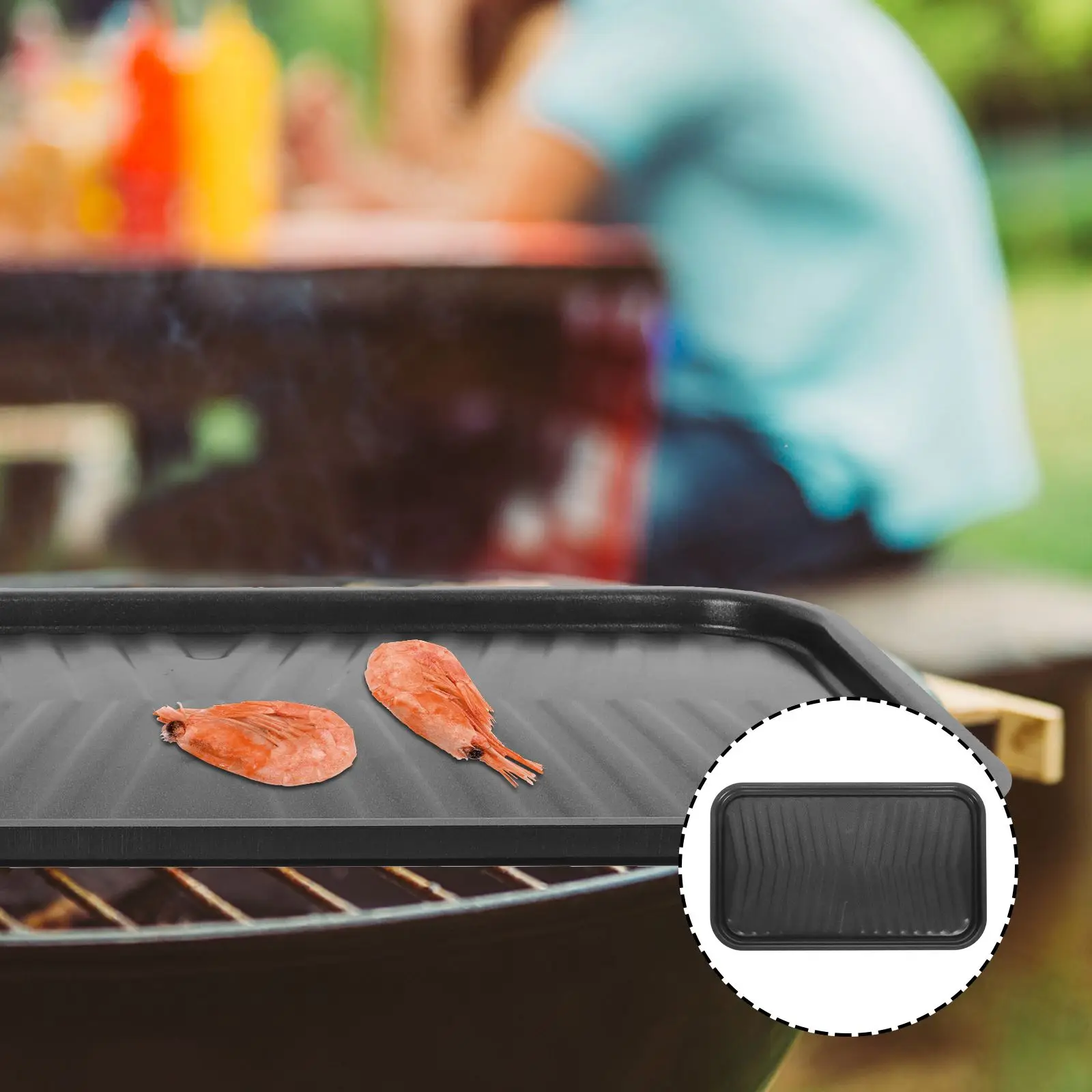 Cast Iron Gill Pan Practical Barbecue Pan Rectangle-Shape Steak Frying Pan Portable Baking Tray Frying Pan For Picnic Camping