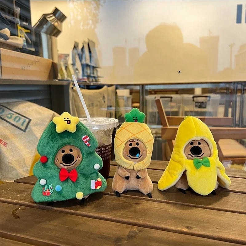 10cm Cute Doll Headgear Cloak Bear Plush Pendant Christmas Persimmon Pepper Bear Doll Car Schoolbags Accessories for Kids Gifts