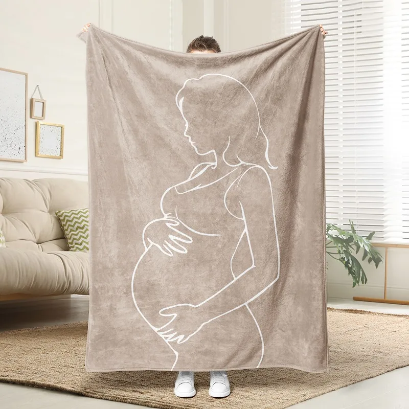 

Pregnant Woman Line Art Flannel Blanket Soft Plush Cozy Sofa Bed Decor Gift