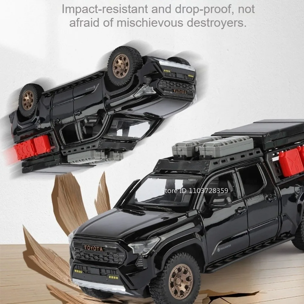 1:24 tacoma prado veículo off-road modelo brinquedos metal diecast roda dianteira portas de direção aberto puxar para trás carros de simulação para crianças