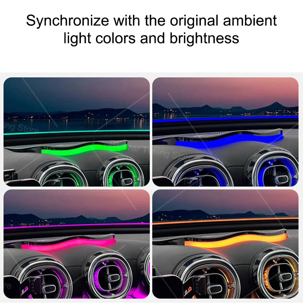 64 Color LED Mid Mounted Luminous Cover Plate  For Benz C-Class W206 Car Ambient Light Center Console Illuminated Center Mounted