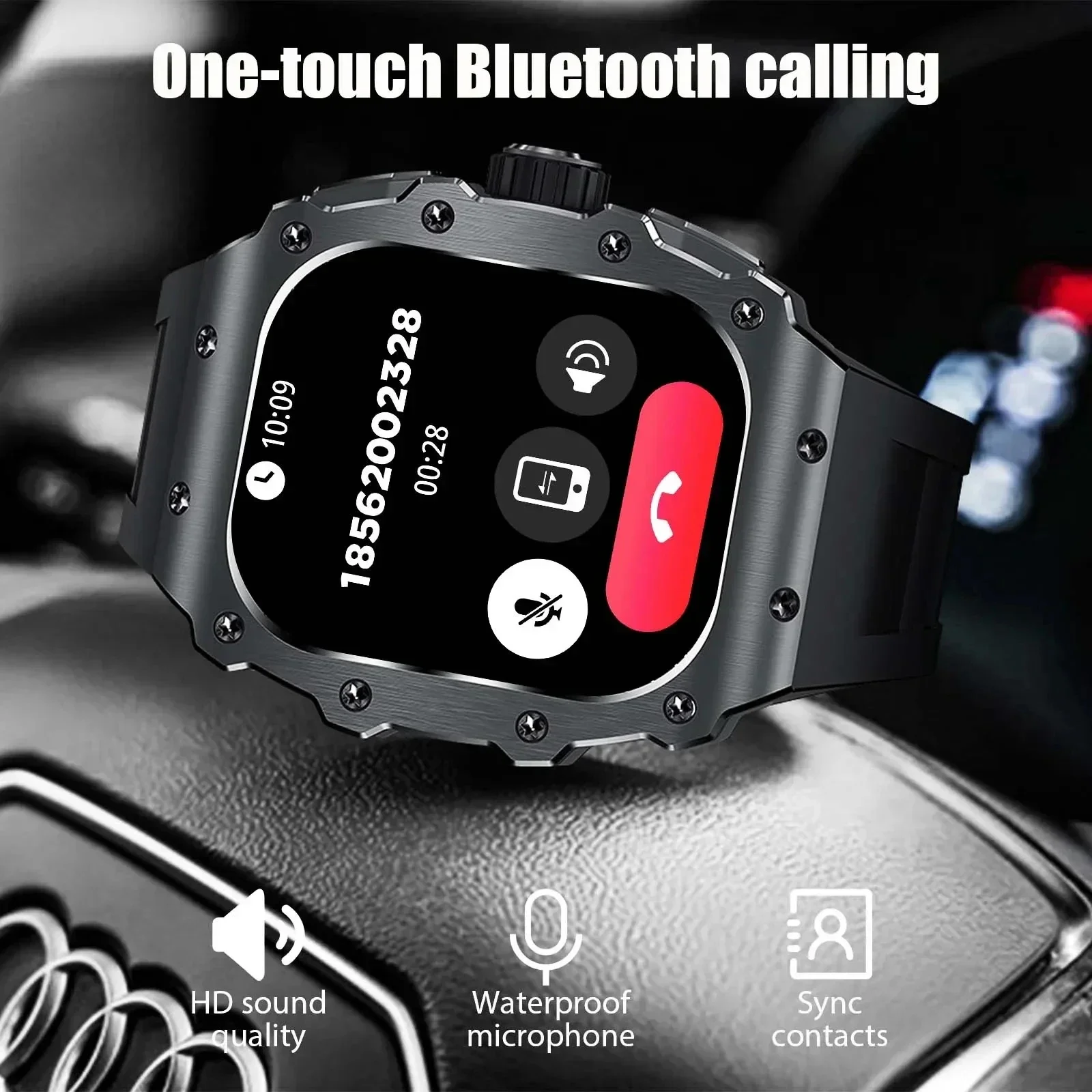 Смарт-часы 1,95 дюйма AMOLED с большим экраном для мужчин, Bluetooth-вызов, мониторинг сердечного ритма, здоровья, спортивный фитнес-трекер, умный браслет