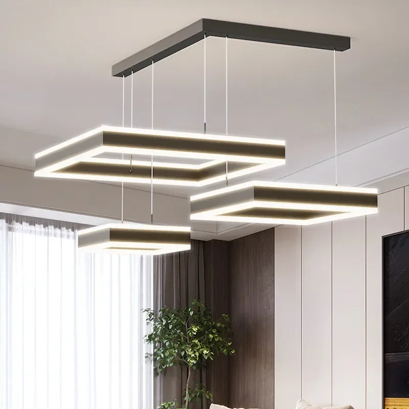 led dimmable chandelier para sala de estar pingente quadrado preto iluminacao led lampada nordica luz minimalista 01