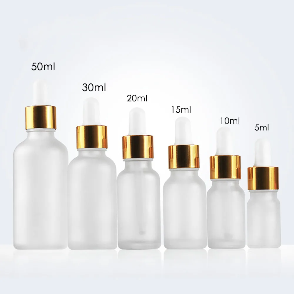 

5ml-50ml 10pcs Frosted Dropper Bottle Glass Essential Oil Bottle Refill Perfume Containers Vial Pipette Bottle For Massage