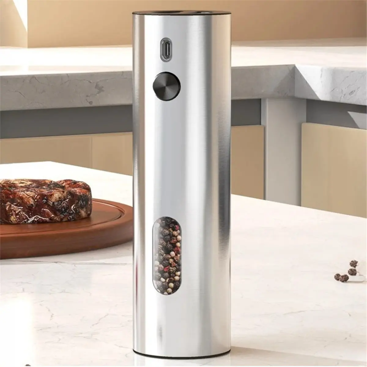 【Abrasives】 USB Rechargeable Electric Salt and Pepper Grinder Adjustable Coarseness Automatic Spice Mill for Kitchen Tool
