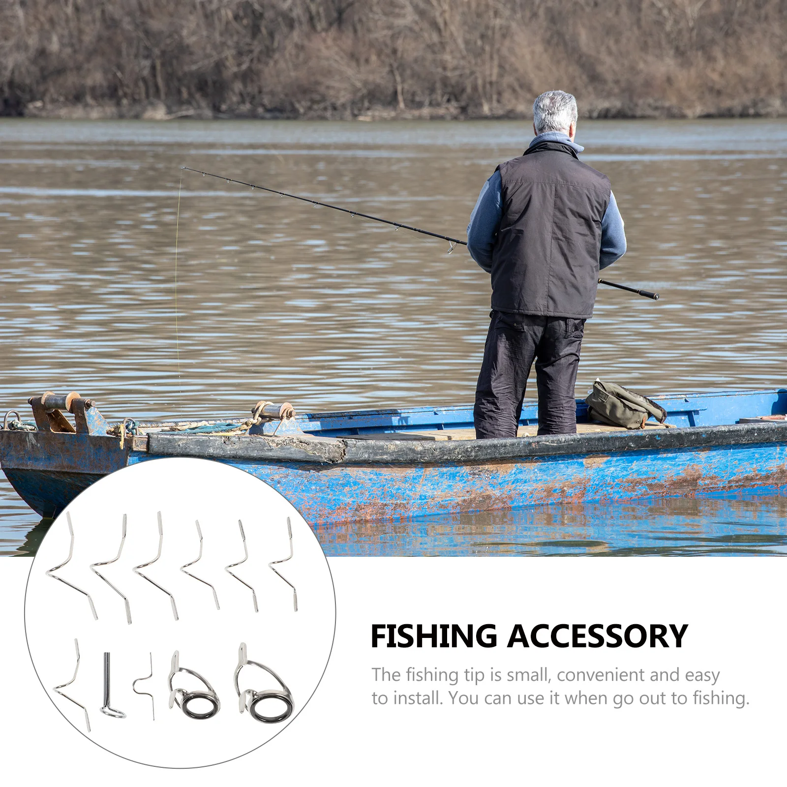 

11 Pcs Ring Portable Fishing Rod Tips Fixing Clips Stainless Gear Replacement Repair Fly Guides Pole Eyelets Kit