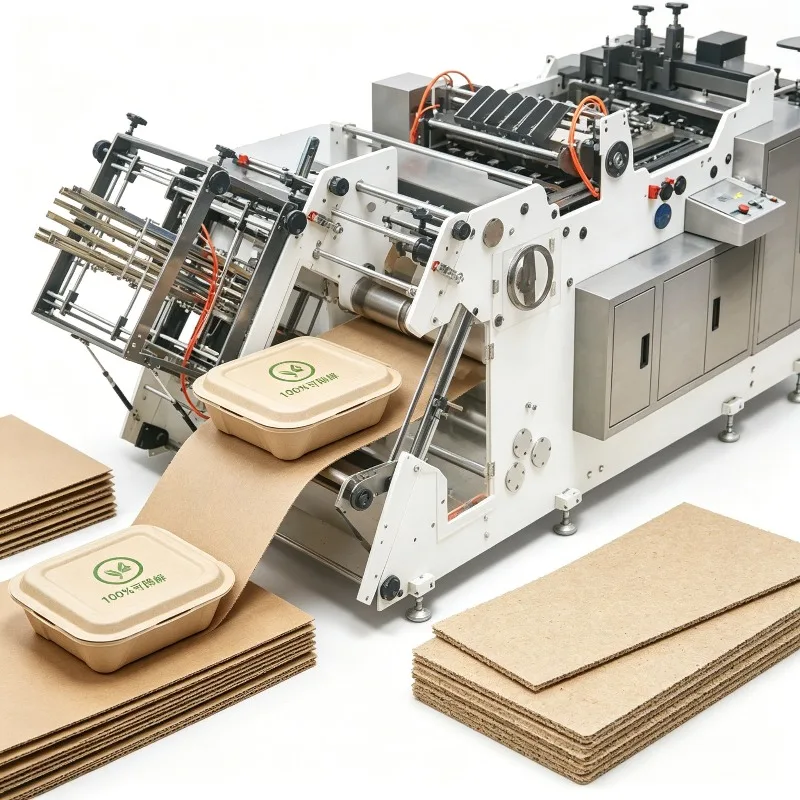 Disposable Paper Food Box Making Machine Automatic Hamburger Burger Lunch Box Carton Erecting Equipment Fast Food Packaging