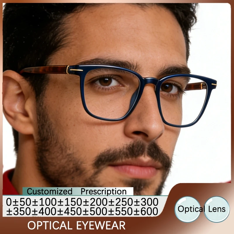 

Мужская оправа для очков из ацетата с блокировкой синего света, брендовая дизайнерская защита глаз, линзы, оптика по рецепту, очки для чтения при близорукости