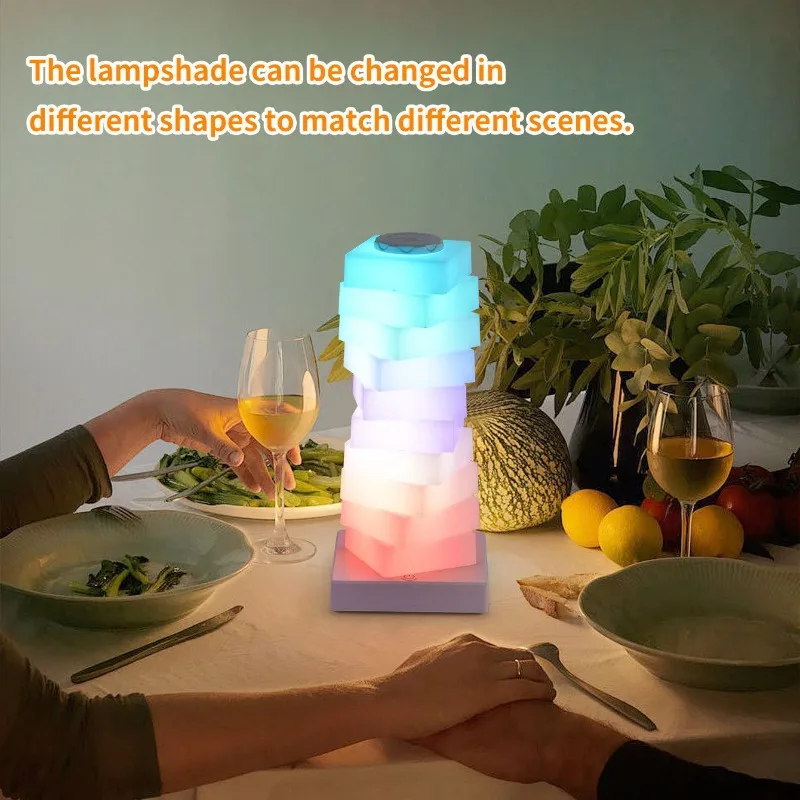 Creative DIY Gourd Shape LED Lamp, Color Changing Smart Ambient Light, Wireless Rechargeable Night Light Ornament for Bedroom