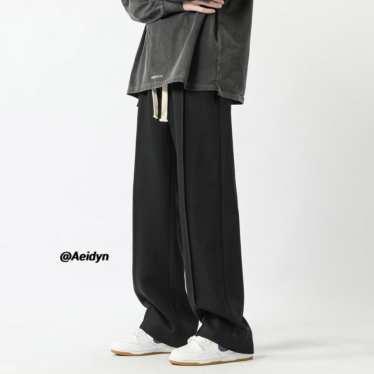 

Мужские повседневные брюки оверсайз прямого кроя, свободные, струящиеся, в пол, для весны и осени, в стиле High Street, модные