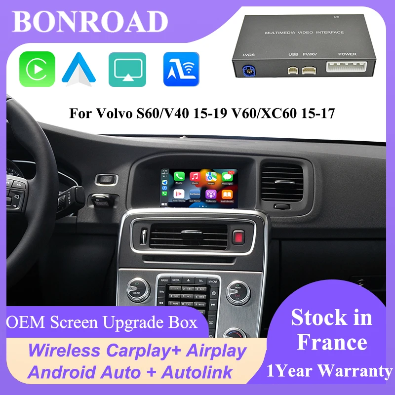 Bonroad OEM Car Interface Upgrade Decoder Box For Volvo XC60 XC70 S60 S80 V60 V70 V40 2015-2017 Wireless CarPlay Android Auto