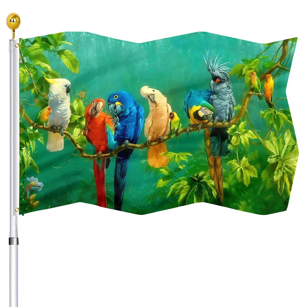 Birds Parrot Macaw Flags Plant In The Summer Spring Tropical Forest House Flag Banners for Home Indoor Patio Outdoor Decoration