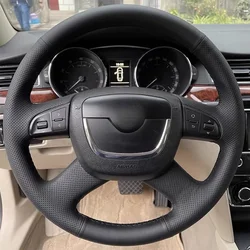 DIY Steering Wheel Cover Faux Leather Breathable For Skoda Octavia a5 Superb 2012 2013 Braiding Cover For Skoda Steering Wheel