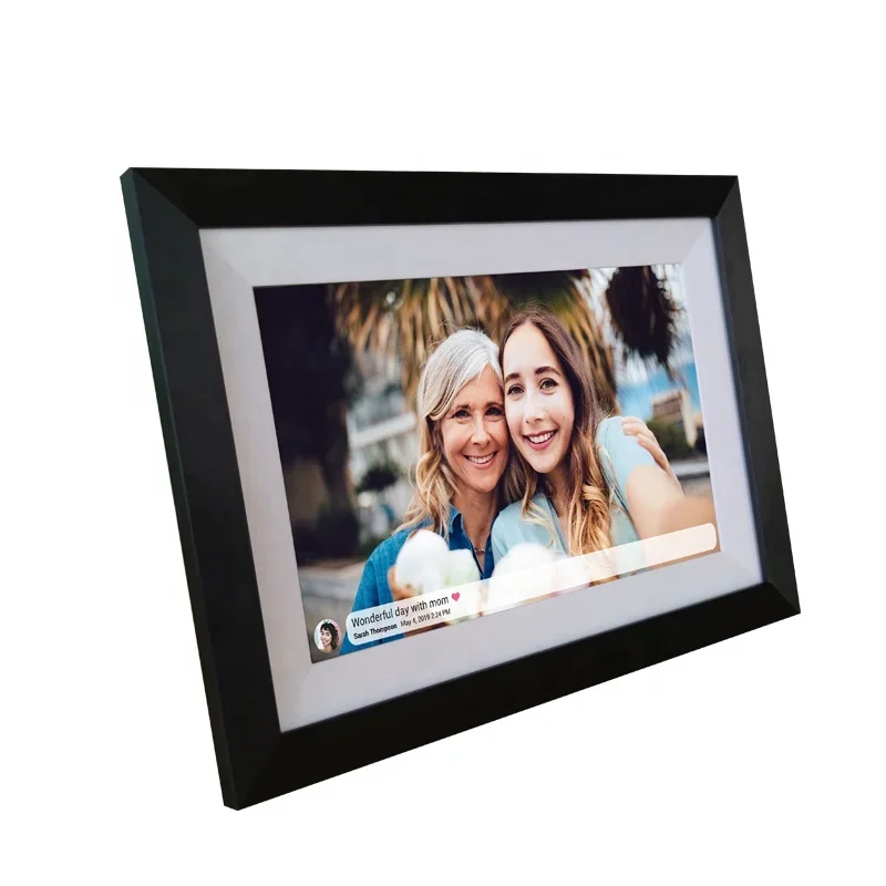 2026 Digital Photo Frame Wooden 10.1 Inch HD Screen Wifi Touch Screen Frameo APP