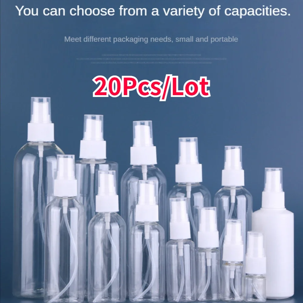 

20Pcs Spray Bottle 10ML 20ML 30ML Travel Refillable PET Plastic Container Disinfection Spray Perfume Sub Bottle Easy To Carry