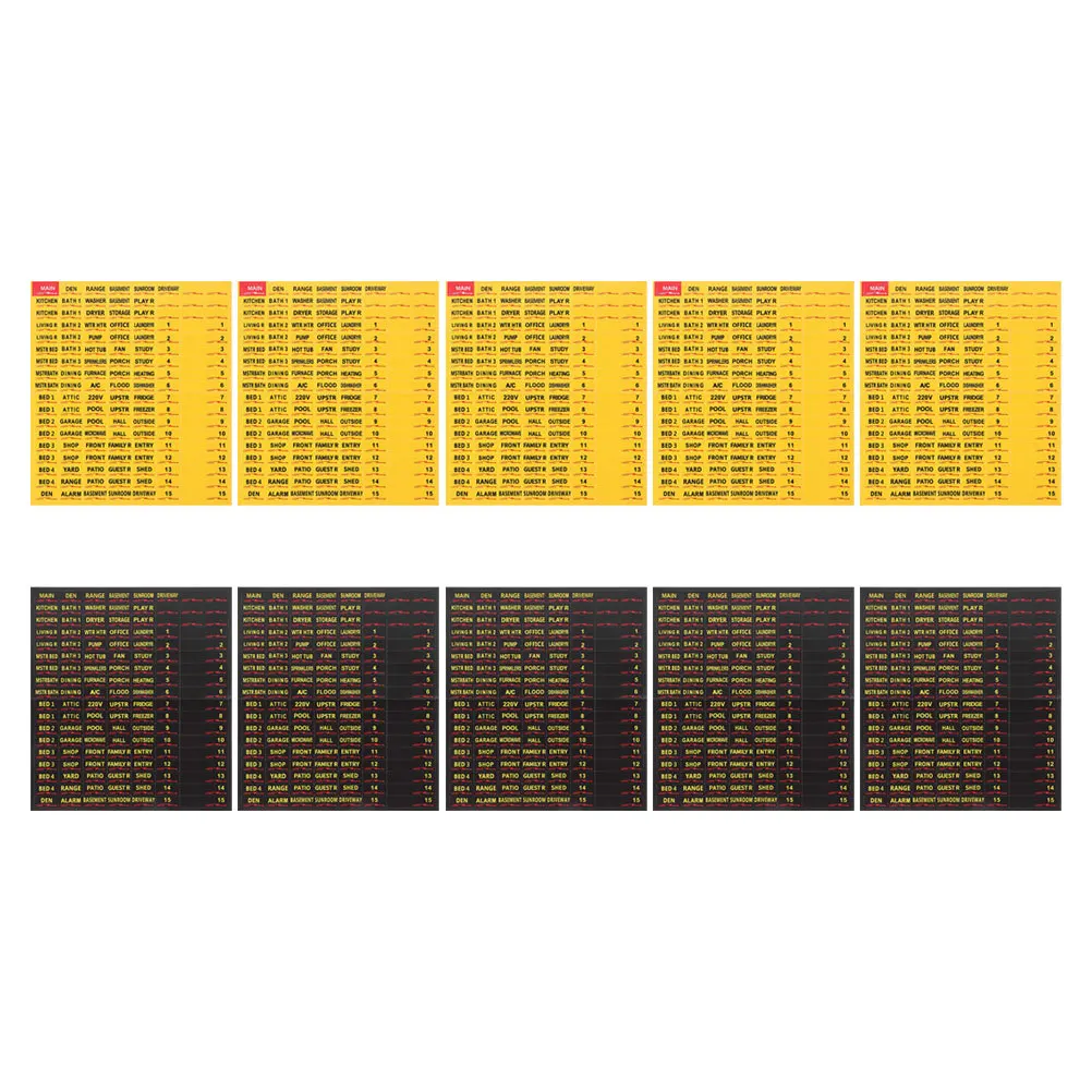 Efficient Self-Adhesive Labels 10 Sheets for Circuit Breakers Electric Panels and Fuse Boxes Fuse Box Labels Stickers for School