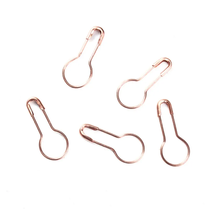 100pcs Copper Knitting Stitch Markers Safety Pin Brooches Findings Flask Gourd Bulb Shape DIY Craft Supplies Sewing Accessories