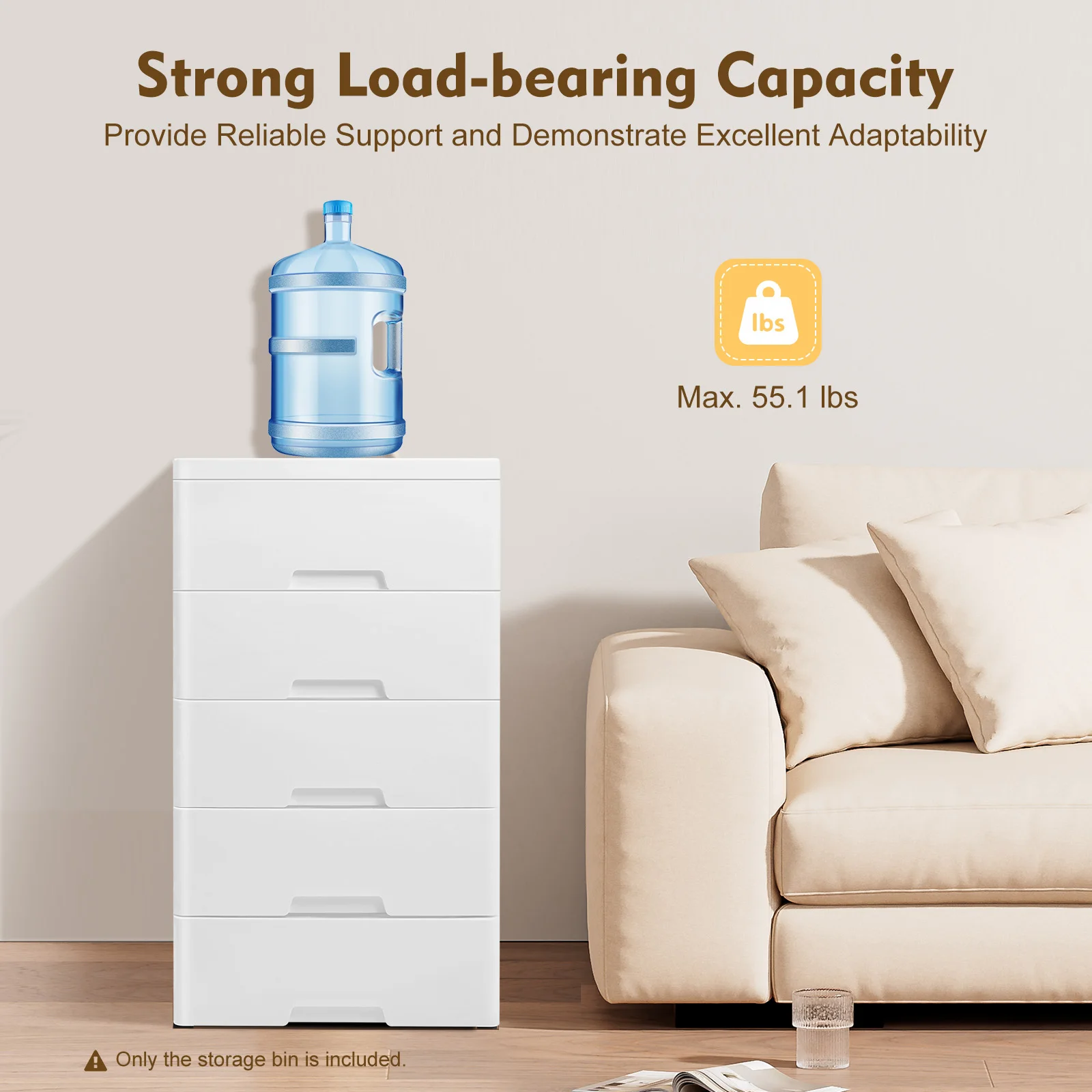 Plastic Drawers Dresser Storage Cabinet, 5 Drawer Stackable Vertical Clothes Storage Tower, Bedroom Tall Small Chest Closet, Organizer Unit for Hallway Entryway, Home Furniture view 4