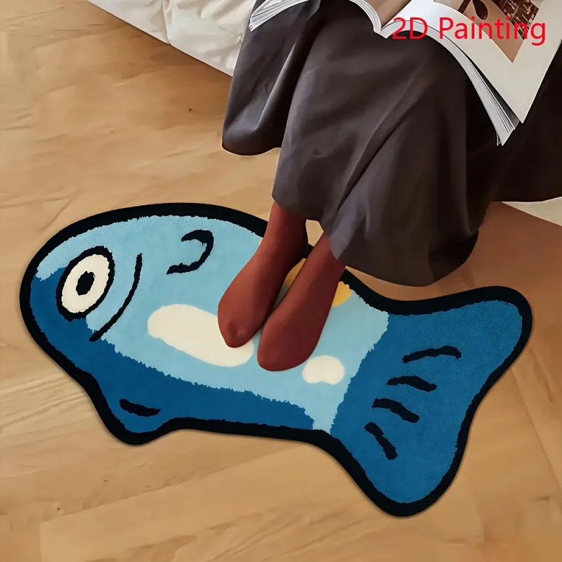 VIKAMA Simple Fish shaped Bathroom Carpet Bathroom Shower Room Water absorbing Carpet Home Decoration