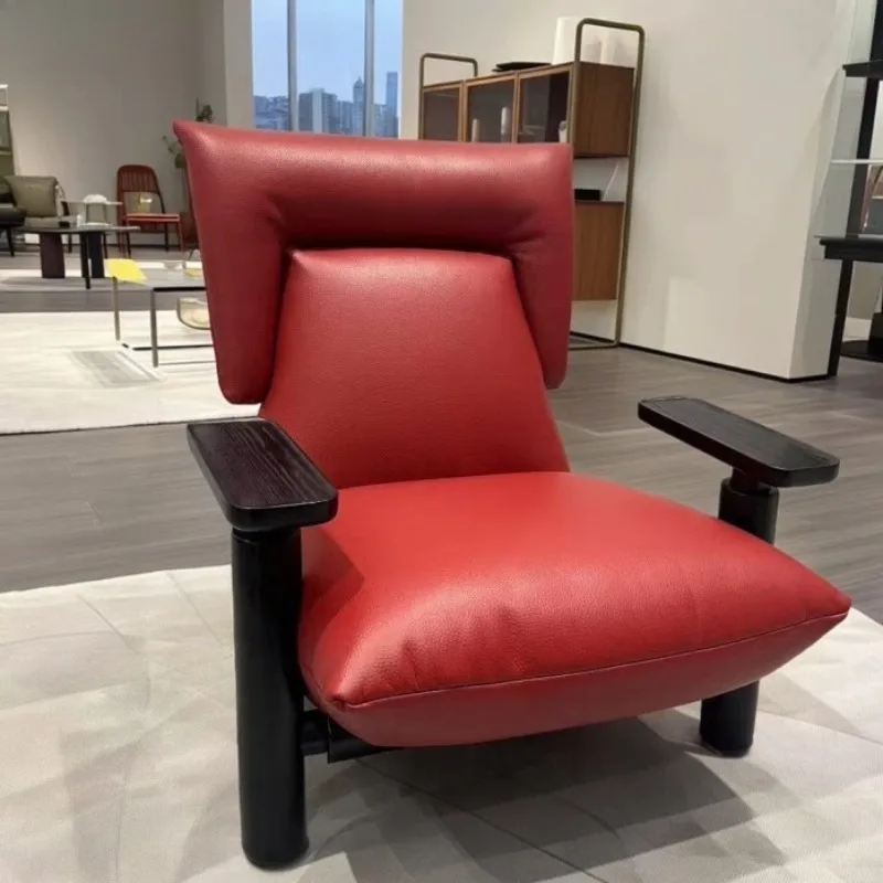 

Modern simple leather single sofa chair red versatile fashion leisure chair