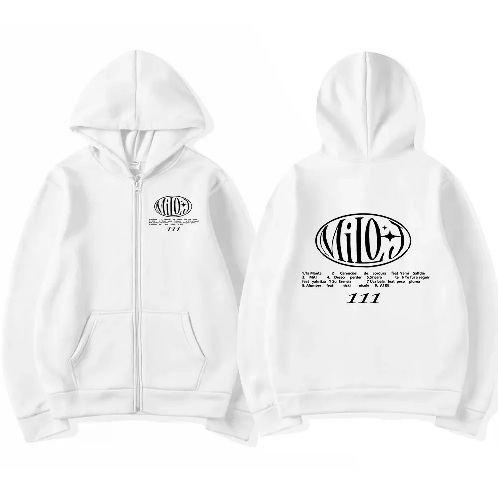 Rapper Milo J Zipper Hoodies 111 Music Album Zip Up Hooded Sweatshirts Men's Women Fashion Hip Hop Vintage Pullovers Fans Gift